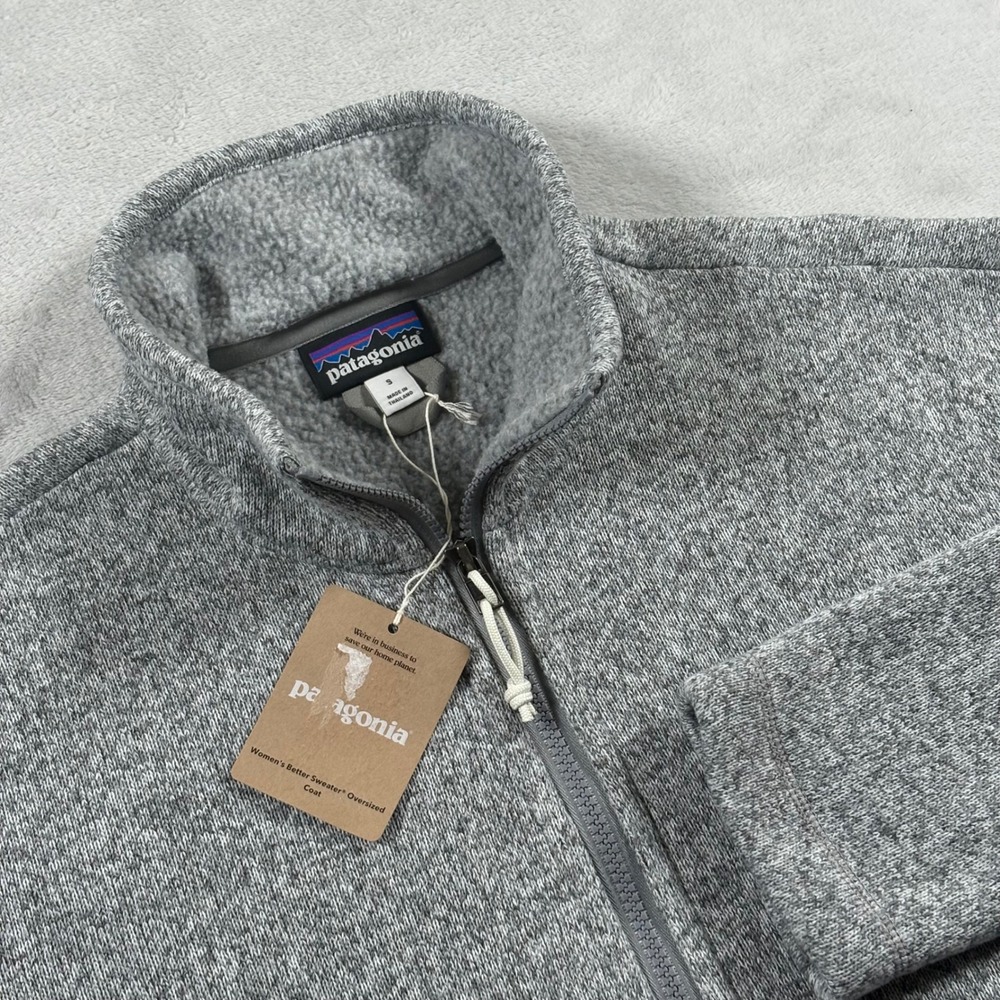 Patagonia Womens Better Sweater Oversized Coat‎ Birch White Gray Size Small NWT